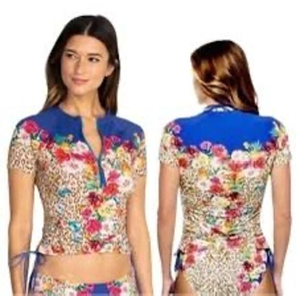 MSRP $138 Johnny Was Mayflower Surf Swim Top Rashguard Shirt Size XL QUICK SHIP - Picture 1 of 6